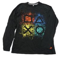 Čierne tričko s potiskem Play Station