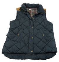 Tmavomodro-béžová šusťáková prošívaná zateplená vesta H&M