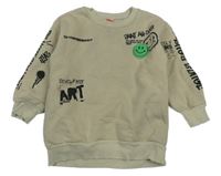 Béžová oversize mikina so smajlíkom