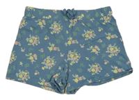 Modré bavlnené kvetované kraťasy Tchibo