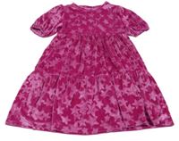 Ružové zamatové lesklé šaty s hviezdičkami F&F