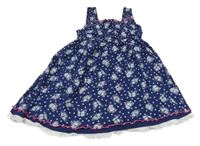 Tmavomodré bavlnené šaty s motýly Kids