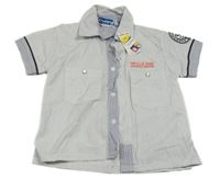 Nové - Modro-bílá pruhovaná košile s nápisem Stop+go