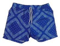 Zafírové vzorované plážové kraťasy