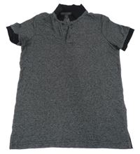 Tmavošedé polo tričko s černým límečkem Primark 