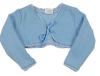 Svetlomodré rebrované bolerko s čipkou