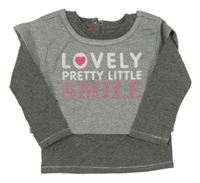 Tmavošedo-sivá mikina s nápisom