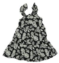 Čierne plátenné šaty s kvetmi Primark