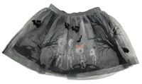 Čierno-sivá tylová halloweenská sukňa s kostrami H&M