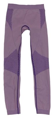 Fialovo-purpurové funkčné športové thermo spodné nohavice crivit