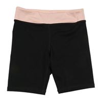 Čierno-svetloružové elastické športové kraťasy H&M