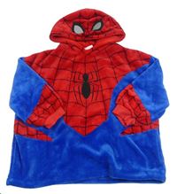 Modro-červená plyšová oversize mikina s pavoukem a kapucí - Spider-man PRIMARK