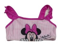 Bielo-svetloružová -fuchsiová pruhovaná plavková lambáda s Minnie a volánikmi zn. Disney