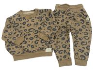 2Set - Hnědobéžová vzorovaná oversize mikina s nášivkou + tepláky se smajlíkem George