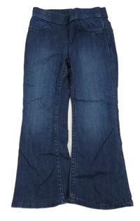 Tmavomodré flare leg waist teplákové rifle H&M