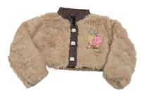 Pudrové kožešinové zateplené bolérko s růžemi