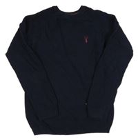 Tmavomodrý žebrovaný svetr s výšivkou Next