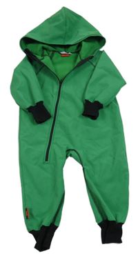 Zeleno-černá softshellová kombinéza s kapucí iELM