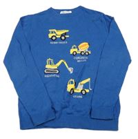 Cobaltově modrý svetr se stavebními stroji H&M