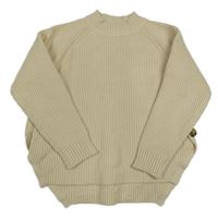 Svetlobéžový rebrovaný sveter SHEIN