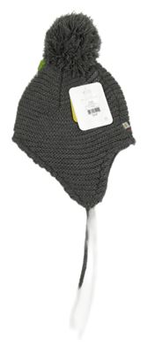 Nové - tmavošedá melírovaná pletená zavazovací čepice s bambulí HOT PAWS