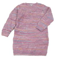 Růžovo-modro-žluté melírované vzorované svetrové šaty PRIMARK