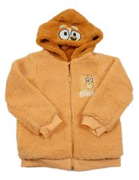 Světleoranžový huňatý podšitý bomber pejskem - Bingo a kapucí