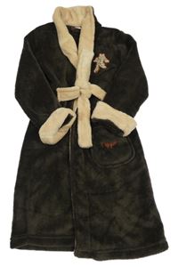 Tmavohnědo-béžový plyšový župan s Tygrem Disney