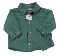 Nové - Khakiolivová rifľová košeľová bunda s nápismi PRIMARK