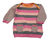 Tmavorůžovo/tmavošedo-pudrové pruhované pletené šaty M&S