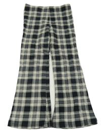 Čierno-béžovošedo-biele kockované flare legínové nohavice Next