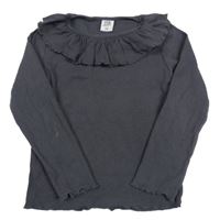 Tmavosivé rebrované tričko s volánikom Kiki&Koko