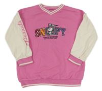 Ružovo-biela oversize mikina so Snoopym M&S