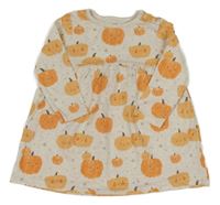 Světlebéžovo-smotanové melírované šaty s dýněmi F&F