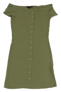 Khaki žebrované šaty New Look