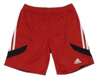 Červeno-bílo-černé funkční sportovní kraťasy Adidas