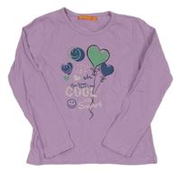 Svetlofialové tričko so srdíčkovými balonky a smajlíkmi a nápismi STACCATO