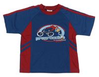 Nové - tmavomodro-vínové tričko s bicyklom