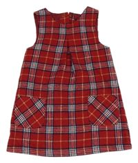 Červeno-tmavomodro-biele kockované vlnené šaty Nutmeg