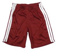 Hrdzavé športové kraťasy s bielymi pruhmi