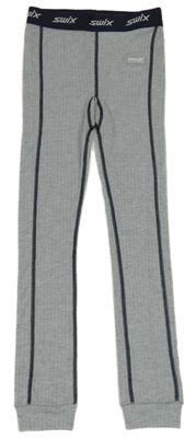 Světlešedo-černé pruhované melírované funkční kalhoty s logy swix