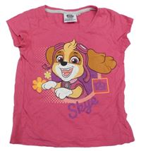 Tmavoružové tričko s PAW PATROL - Skye nickelodeon