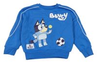 Modrá melírovaná oversize mikina s Bluey a Bingo a pruhom PRIMARK
