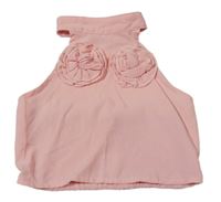 Světlerůžový halenkový crop top s 3D květy SHEIN