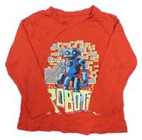 Červené tričko s robotom PRIMARK
