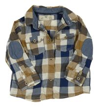 Hnědo-tmavomodro-bílá kostkovaná košile H&M