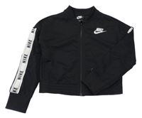 Černá propínací sportovní crop mikina s logy a pruhem Nike