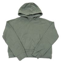 Khaki crop mikina s vreckom a kapucňou C&A