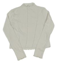 Biele rebrované crop tričko H&M
