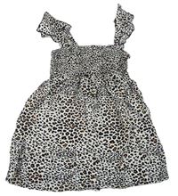 Biele ľahké žabičkové šaty s leopardím vzorom Primark